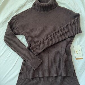 Cyrus Ribbed Turtleneck Sweater - Dark Brown